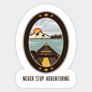 Never Stop Adventuring Kayaking Sticker